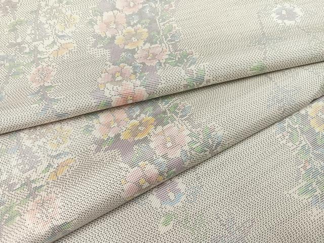平和屋着物●本場大島紬　白大島　カタス9マルキ　草花文　正絹　逸品　未使用　AAAZ2413ph