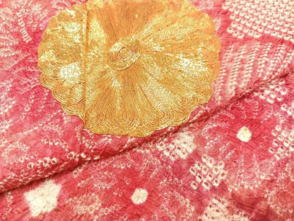 平和屋着物●豪華振袖　駒刺繍　絞り　草花文　正絹　逸品　AAAZ2404ph