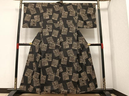 平和屋着物●本場染大島紬 色紙風景文 正絹 逸品 AAAZ2417ph