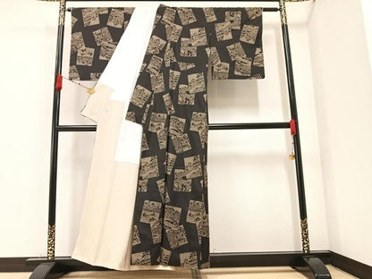 平和屋着物●本場染大島紬 色紙風景文 正絹 逸品 AAAZ2417ph