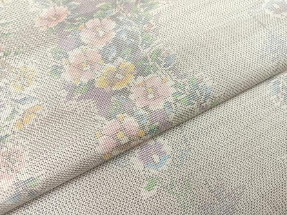 平和屋着物●本場大島紬　白大島　カタス9マルキ　草花文　正絹　逸品　未使用　AAAZ2413ph