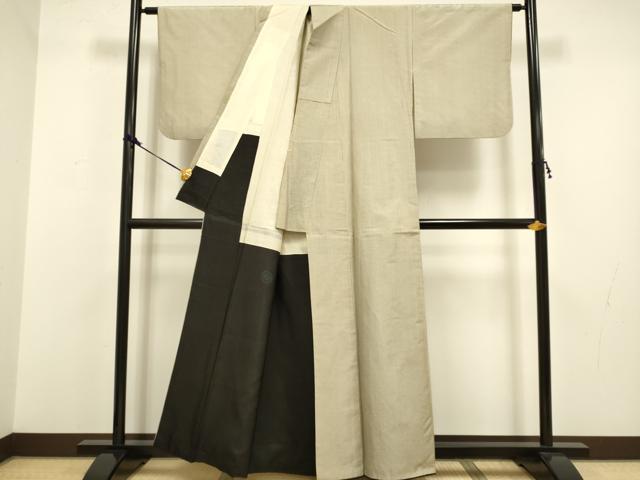 平和屋着物●本場縞大島紬　格子　正絹　逸品　DABF5793du