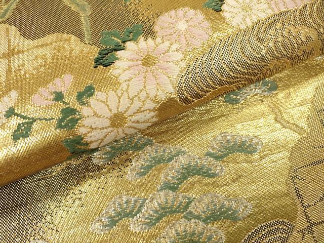 平和屋着物▼佐賀錦　六通柄袋帯　草花松文　金銀糸　正絹　逸品　DAAU9787fe