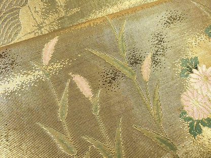 平和屋着物▼佐賀錦　六通柄袋帯　草花松文　金銀糸　正絹　逸品　DAAU9787fe