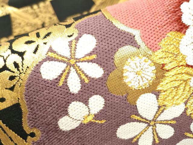 平和屋着物●六通柄袋帯　唐織　雪輪舞花文　金糸　鈴乃屋扱い　正絹　逸品　CAAW4699hy