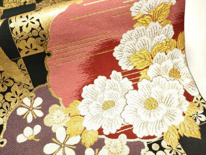 平和屋着物●六通柄袋帯　唐織　雪輪舞花文　金糸　鈴乃屋扱い　正絹　逸品　CAAW4699hy