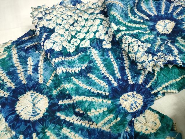 平和屋本店■夏物　浴衣　反物　着尺　本絞り　湯のし前　花繋ぎ　綿　逸品　未使用　DZAA11235kh5