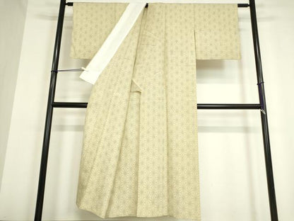 平和屋着物▽上質な紬 単衣 麻の葉文 正絹 逸品 DAAV5332az