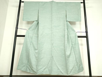 平和屋着物▽上質な色無地 単衣 流水籬地紋 秘色色 正絹 逸品 DAAV5331az