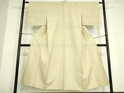 平和屋着物▽上質な紬 単衣 麻の葉文 正絹 逸品 DAAV5332az