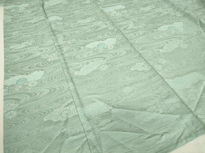 平和屋着物▽上質な色無地 単衣 流水籬地紋 秘色色 正絹 逸品 DAAV5331az