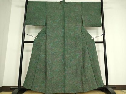 平和屋着物▽上質な小紋　単衣　花松風景文　正絹　逸品　DAAV5350az