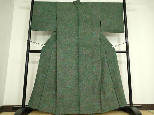 平和屋着物▽上質な小紋　単衣　花松風景文　正絹　逸品　DAAV5350az
