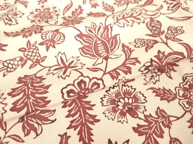 平和屋着物▽上質な小紋 単衣 型染め 更紗花文 正絹 逸品 DAAV5345az