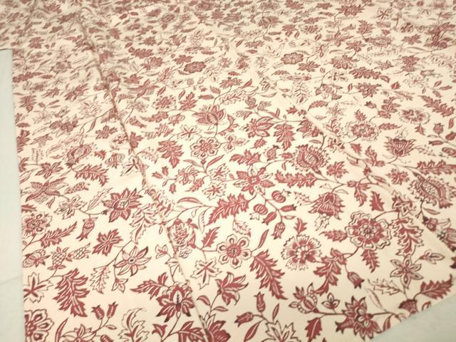 平和屋着物▽上質な小紋 単衣 型染め 更紗花文 正絹 逸品 DAAV5345az