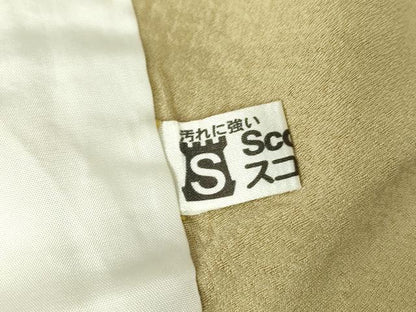 平和屋着物▽上質な色無地　単衣　舞花地紋　練色　正絹　逸品　DAAV5358az