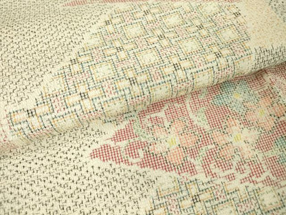 平和屋着物▽本塩沢　単衣　花切嵌め文様　正絹　逸品　DAAV5356az