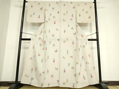 平和屋着物▽上質な小紋 単衣 型染め 玩具文 正絹 逸品 DAAV5365az