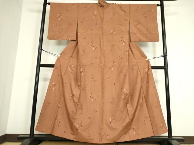 平和屋着物▽上質な紬 単衣 琉球絣文様 正絹 逸品 DAAV5362az