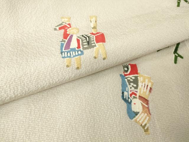 平和屋着物▽上質な小紋 単衣 型染め 玩具文 正絹 逸品 DAAV5365az