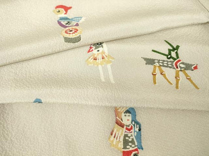 平和屋着物▽上質な小紋 単衣 型染め 玩具文 正絹 逸品 DAAV5365az