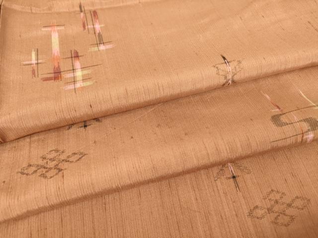 平和屋着物▽上質な紬 単衣 琉球絣文様 正絹 逸品 DAAV5362az