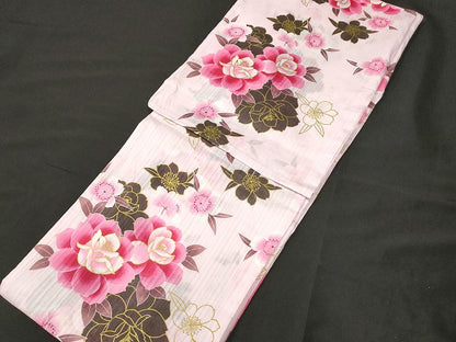 平和屋本店■浴衣 まとめて 3点 蜻蛉 花柄 綿紅梅 金彩 など 着用可能多数 ppp2433 km