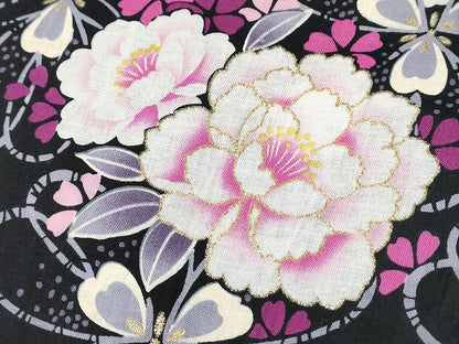 平和屋本店■浴衣 まとめて 3点 花柄 百合 ラメ 綿紅梅 など 着用可能多数 ppp2432 km