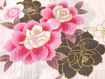 平和屋本店■浴衣 まとめて 3点 蜻蛉 花柄 綿紅梅 金彩 など 着用可能多数 ppp2433 km