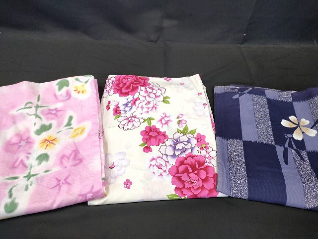 平和屋本店■浴衣 まとめて 3点 蜻蛉 花柄 朝顔 しじら織 など 着用可能多数 ppp2449 km