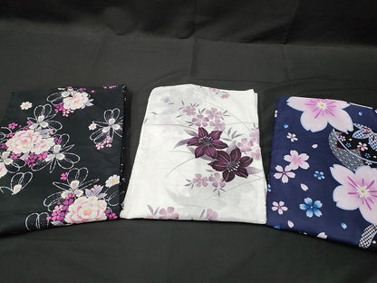 平和屋本店■浴衣 まとめて 3点 花柄 百合 ラメ 綿紅梅 など 着用可能多数 ppp2432 km