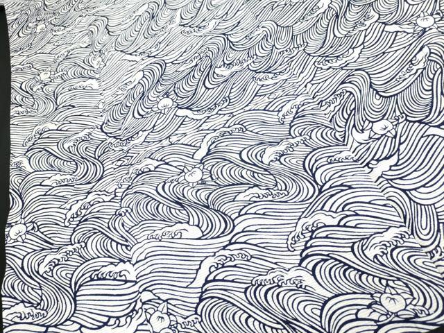平和屋着物∴夏物　浴衣　綿絽　立波文　綿　逸品　DAAV7293cd　
