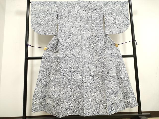 平和屋着物∴夏物　浴衣　綿絽　立波文　綿　逸品　DAAV7293cd　