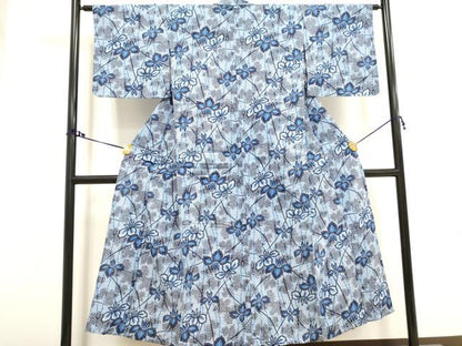 平和屋着物∴夏物 浴衣 舞花文 杜若 綿 逸品 DAAV7312cd