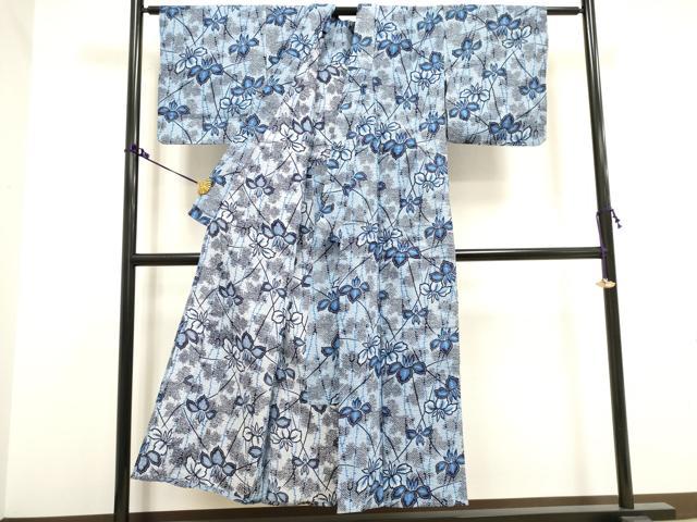 平和屋着物∴夏物 浴衣 舞花文 杜若 綿 逸品 DAAV7312cd