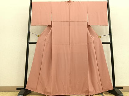 平和屋着物●上質な色無地 曙色 正絹 逸品 BAAU7119gt