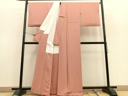 平和屋着物●上質な色無地 曙色 正絹 逸品 BAAU7119gt