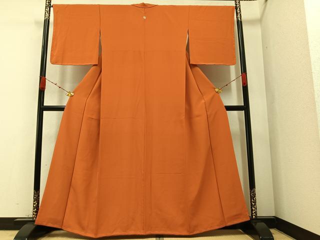 平和屋着物●上質な色無地　朱色　正絹　逸品　AAAZ4519ph