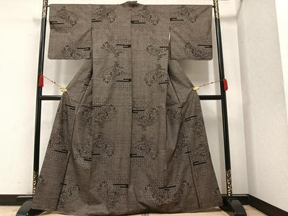 平和屋着物●本場大島紬　一元7マルキ　花籬文　正絹　逸品　AAAZ4517ph