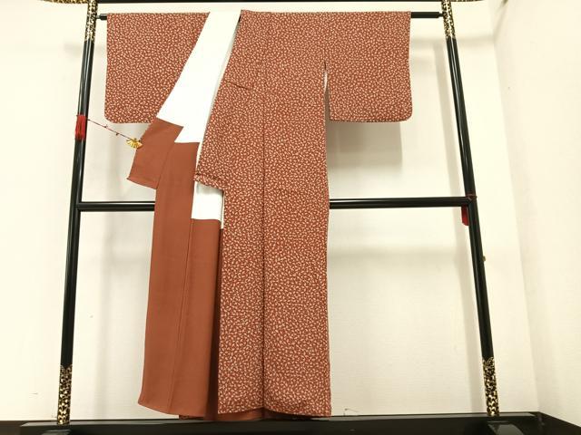 平和屋着物●上質な小紋 イチョウ 銀杏 正絹 逸品 AAAZ4558ph