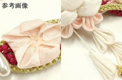 平和屋着物●和装小物　振袖用帯締め　装飾　つまみ細工　パール　ビーズ　鈴　金糸　逸品　AAAY7994ay