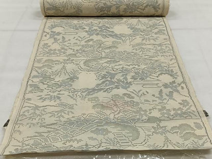 平和屋着物＊夏物 本場大島紬 反物 夏大島 白大島 風景文 着尺 逸品 未使用 CAAW3413qv