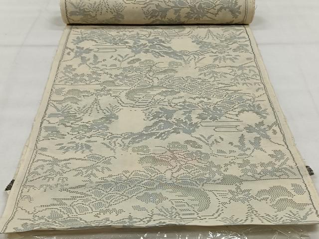 平和屋着物＊夏物 本場大島紬 反物 夏大島 白大島 風景文 着尺 逸品 未使用 CAAW3413qv