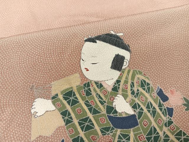 平和屋着物●訪問着 江戸小紋 友禅 手描き 鮫小紋柄 童子花鼓文 暈し染め 正絹 逸品 AAAZ4941ph