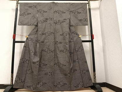 平和屋着物●本場大島紬 一元7マルキ 草花文 正絹 逸品 AAAZ4937ph