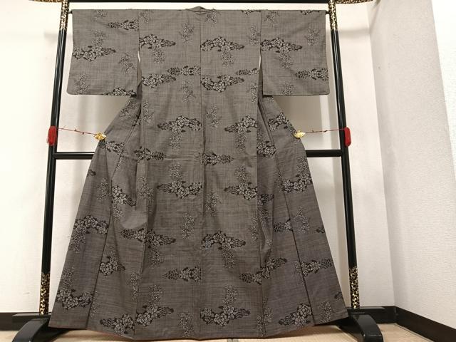 平和屋着物●本場大島紬 一元7マルキ 草花文 正絹 逸品 AAAZ4937ph
