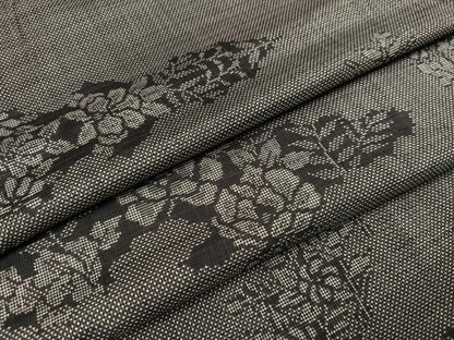 平和屋着物●本場大島紬 一元7マルキ 草花文 正絹 逸品 AAAZ4937ph