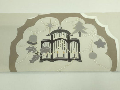 平和屋着物■極上　塩瀬　九寸名古屋帯　クリスマス　白橡色地　金彩　逸品　DZAA8973kh5