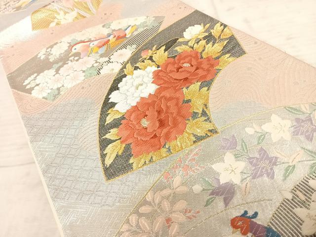平和屋着物◎六通柄袋帯 唐織 地紙花鳥文 金銀糸 正絹 逸品 AAAZ2175yx