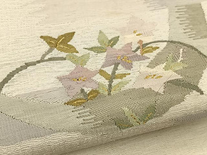 平和屋着物＊夏物 太鼓柄袋帯 すくい織 桔梗 正絹 逸品 BAAU6461yc